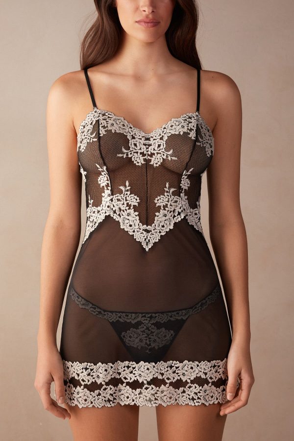 Babydolls Intimissimi Pretty Flowers Damske Viacfarebný Čierne Biele | SK-6872RUHDS
