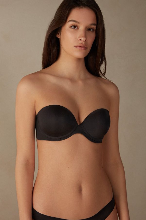 Bandeau Podprsenka Intimissimi Anna in Ultralight Microfiber Strapless Damske Čierne | SK-3278RAJXC