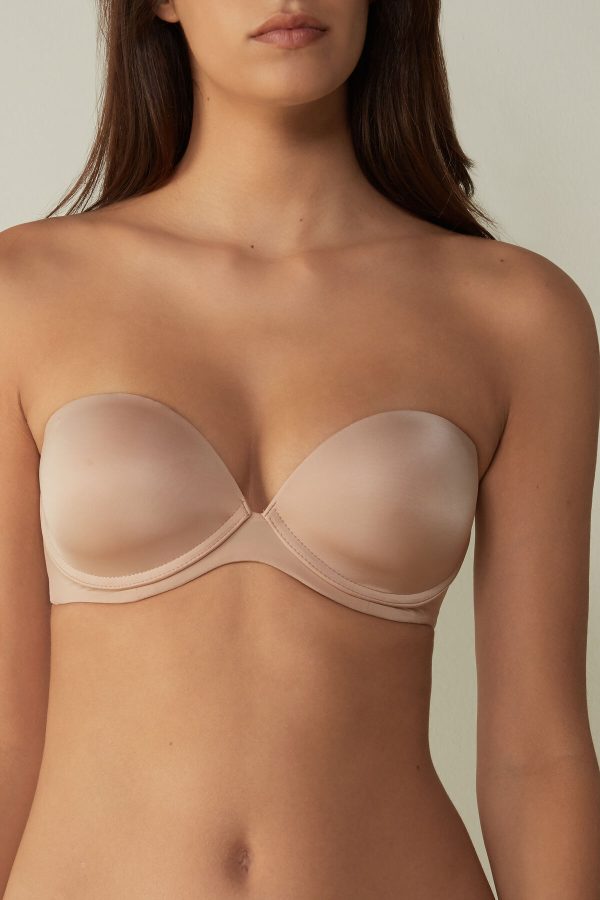 Bandeau Podprsenka Intimissimi Anna in Ultralight Microfiber Strapless Damske Béžové | SK-8750DTBZI