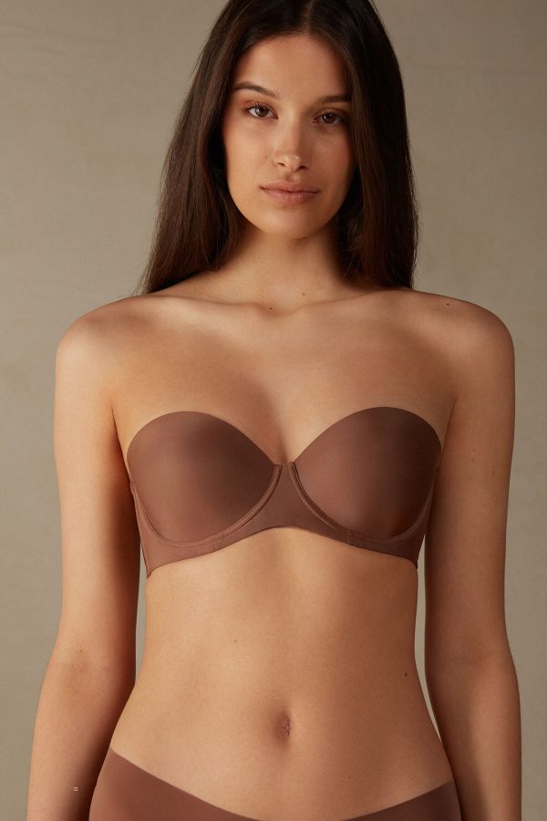 Bandeau Podprsenka Intimissimi Giada Microfiber Strapless Damske Béžové | SK-4580VGXSP