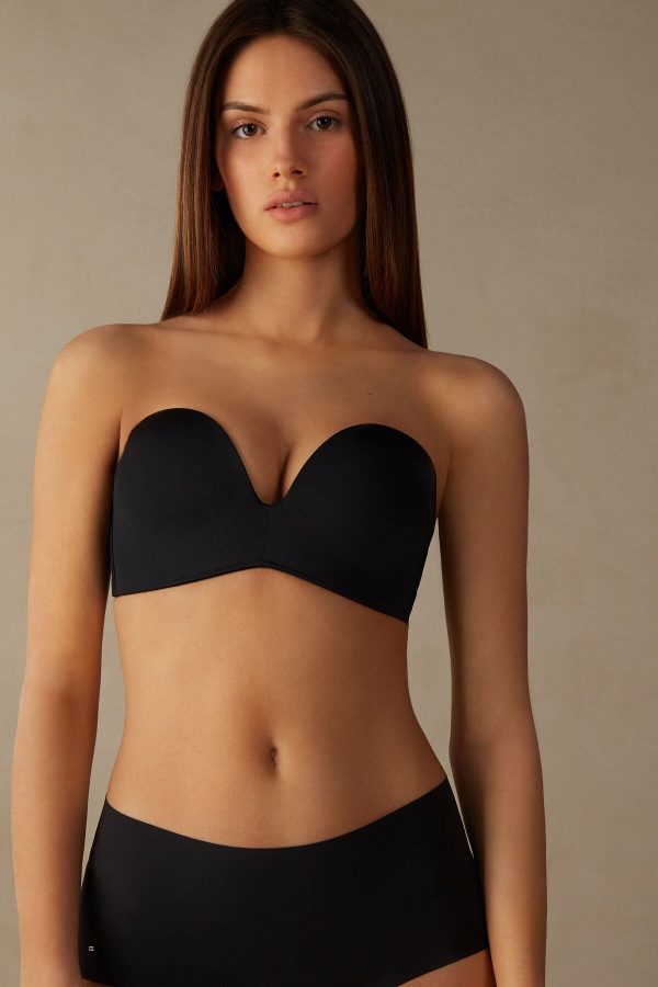 Bandeau Podprsenka Intimissimi Laura Microfiber Strapless Damske Čierne | SK-5498ZHTYX