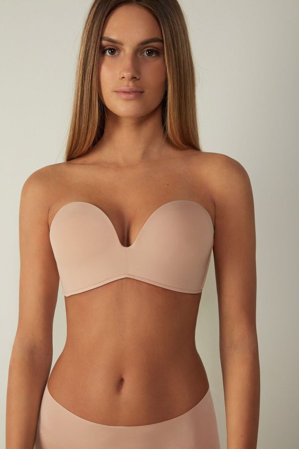 Bandeau Podprsenka Intimissimi Laura Microfiber Strapless Damske Béžové | SK-6039GCATR