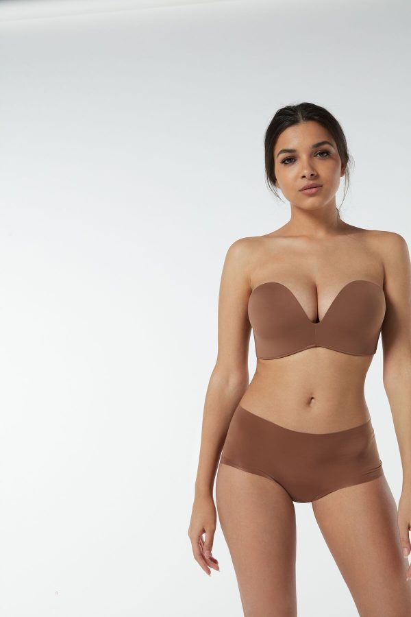 Bandeau Podprsenka Intimissimi Laura Microfiber Strapless Damske Béžové | SK-7058BHAUD