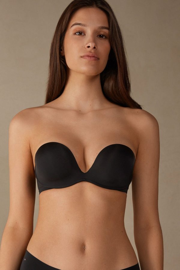 Bandeau Podprsenka Intimissimi Monica in Ultralight Microfiber Strapless Damske Čierne | SK-3706GCKDL