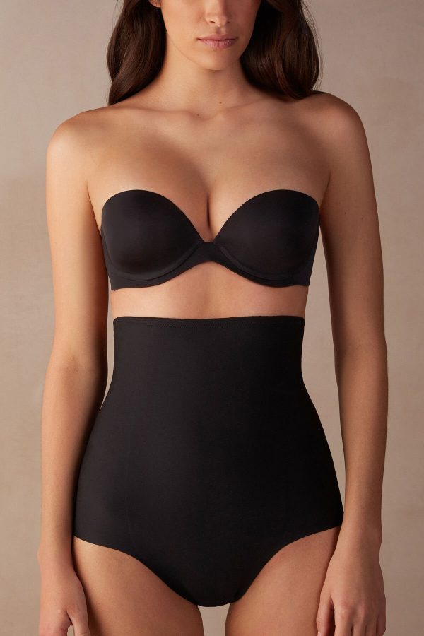 Boyshorts Intimissimi High Pásom Shaping Hipster in Seamless Microfiber Damske Čierne | SK-5129RGZOV