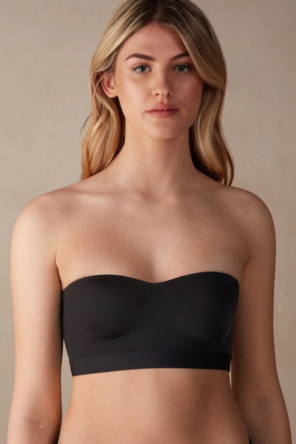 Bralette Podprsenka Intimissimi Bra Top in Ultralight Microfiber Damske Čierne | SK-7169UPFJI