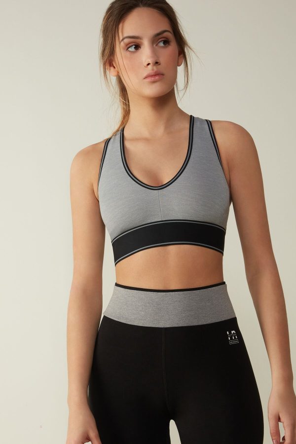 Bralette Podprsenka Intimissimi In Action Bra with Supima® Bavlnene Lining Damske Siva Čierne | SK-3420PCTYG