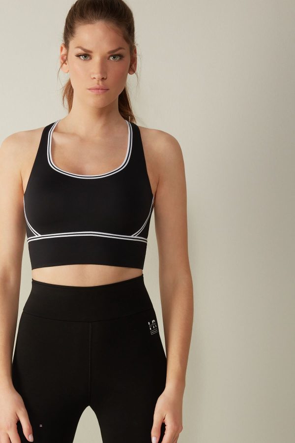 Bralette Podprsenka Intimissimi In Action Polstrované Bra with Supima® Bavlnene Lining Damske Čierne Biele | SK-7085NQWAH