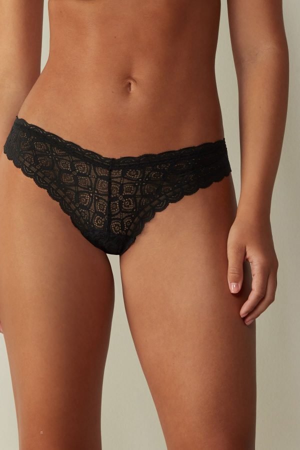 Brazilian Cut Intimissimi 80s-style Cipkovane Damske Čierne | SK-8901GFDXA