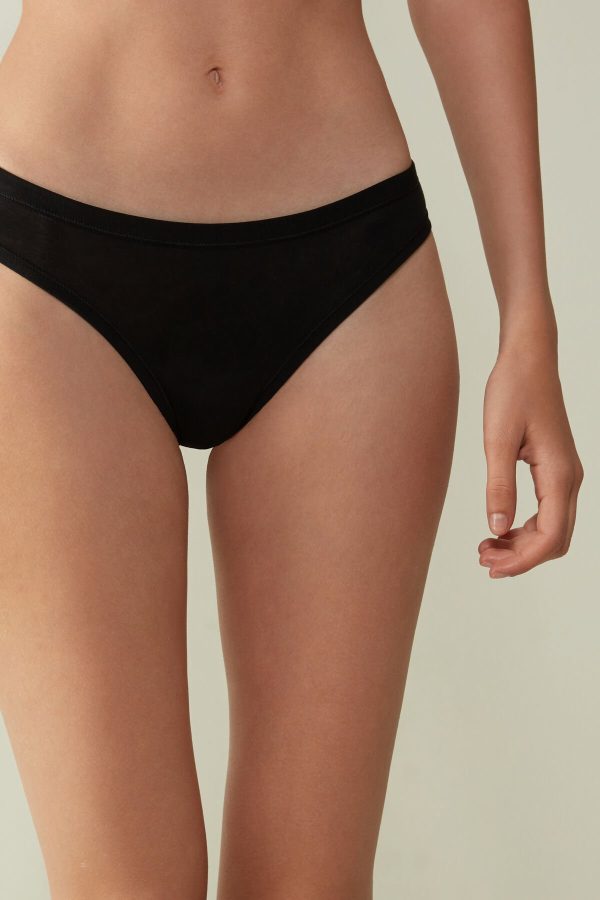 Brazilian Cut Intimissimi Brazilian Panties in Ultralight Supima® Bavlnene Damske Čierne | SK-9014EWKOF