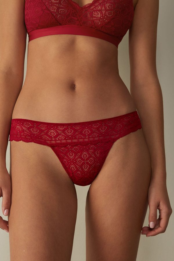 Brazilian Cut Intimissimi Cipkovane Damske Červené | SK-5630RVKWX