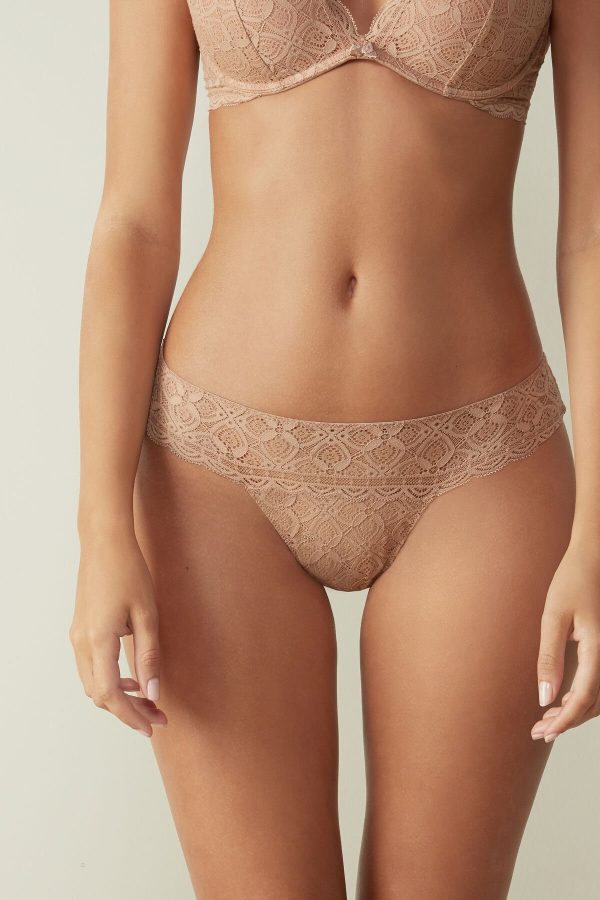 Brazilian Cut Intimissimi Cipkovane Damske Béžové | SK-8420QXOBV