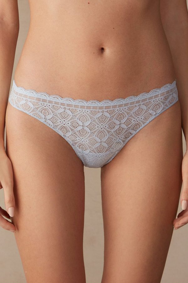 Brazilian Cut Intimissimi Cipkovane and Microfiber Damske Modre | SK-2561BGTVJ