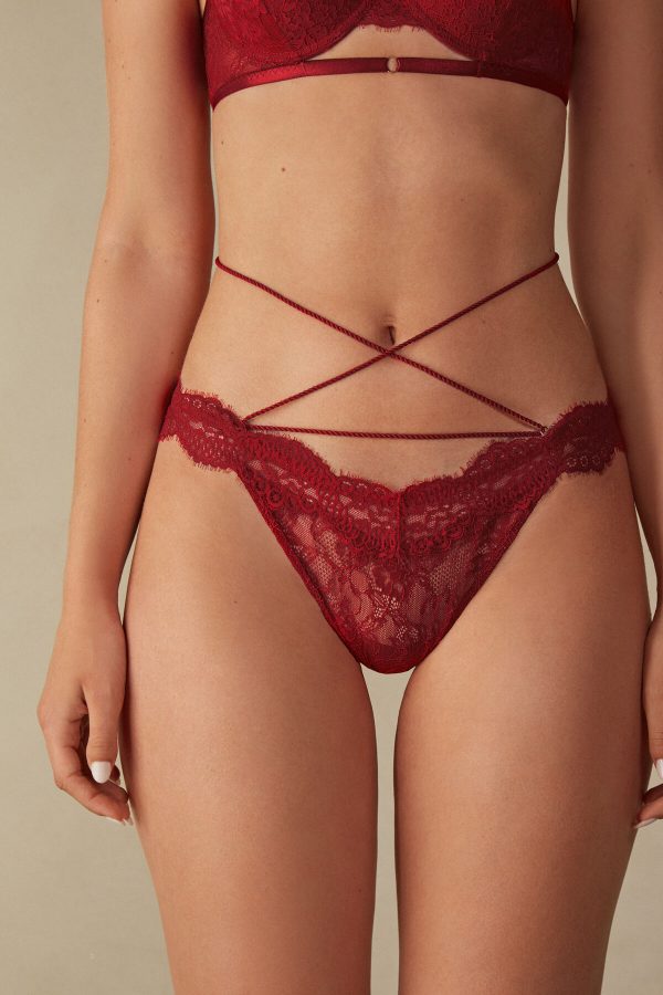 Brazilian Cut Intimissimi Loosen Heartstrings ‘80s Štýl Damske Červené | SK-7984GUXJY