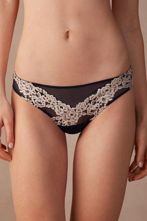 Brazilian Cut Intimissimi Pretty Flowers Damske Modre Svetlo Žlté | SK-3578OWFXD