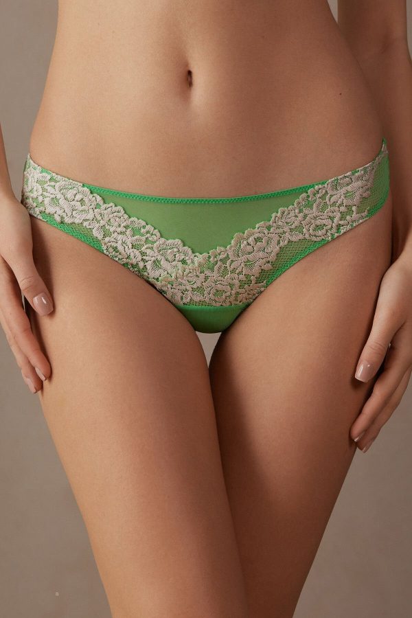 Brazilian Cut Intimissimi Pretty Flowers Damske Zelene Mätové Biele | SK-4692EWCLH
