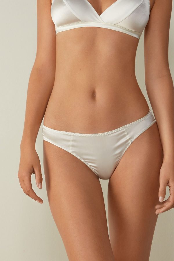Brazilian Cut Intimissimi Silk Cheeky Damske Biele | SK-9427EFMUN