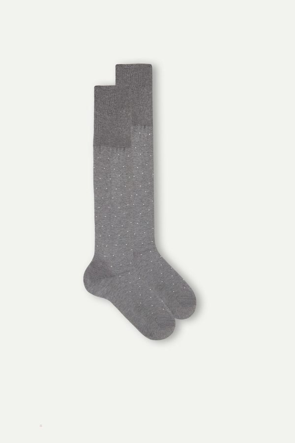 Dlhé Ponožky Intimissimi Patterned Lisle Bavlnene Panske Siva | SK-9380MZOXR