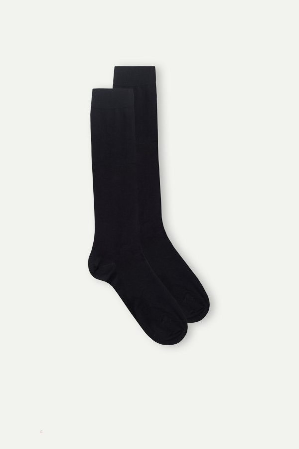 Dlhé Ponožky Intimissimi Stretch Supima® Bavlnene Panske Čierne | SK-5128SMUFV