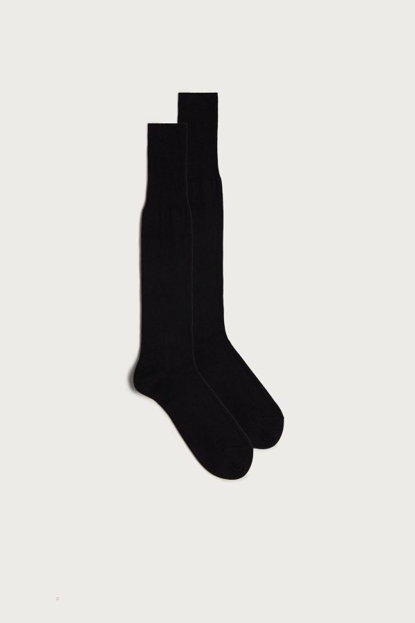 Dlhé Ponožky Intimissimi Vysoke Cashmere-Silk-Bavlnene Blend Panske Čierne | SK-4893QITHA