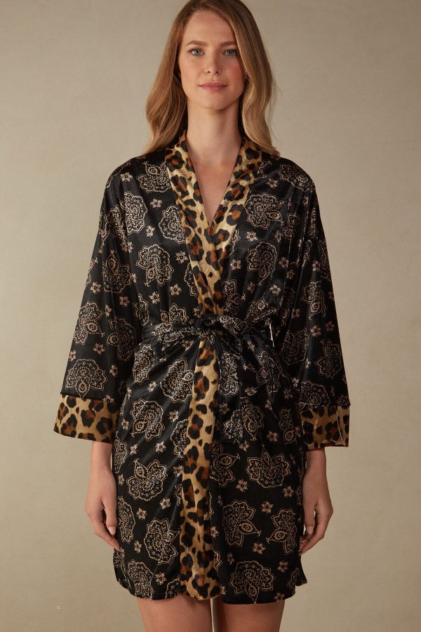 Kimonos Intimissimi Lady Animalier Velvet Damske Čierne | SK-4856MCROF