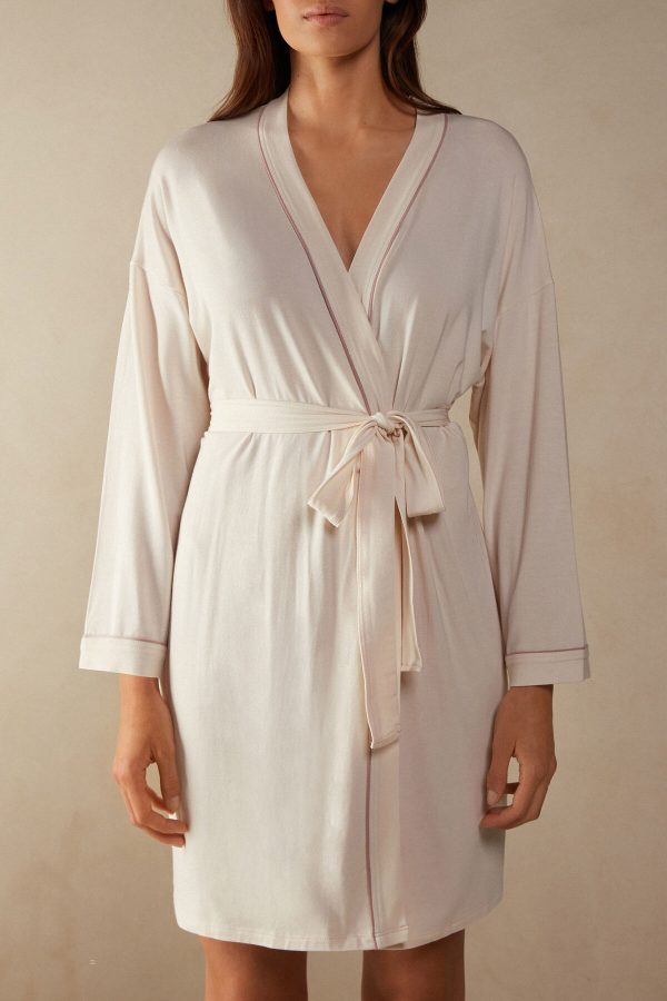 Kimonos Intimissimi Modal Damske Béžové Svetlo Žlté Biele | SK-0845WXVMC
