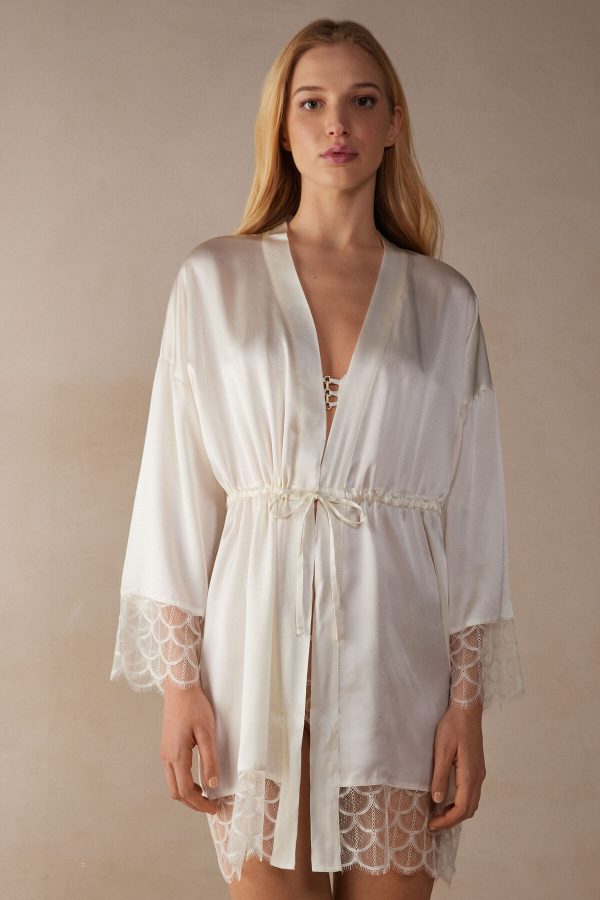 Kimonos Intimissimi Pure Charme Silk Damske Biele | SK-0964DSTEM