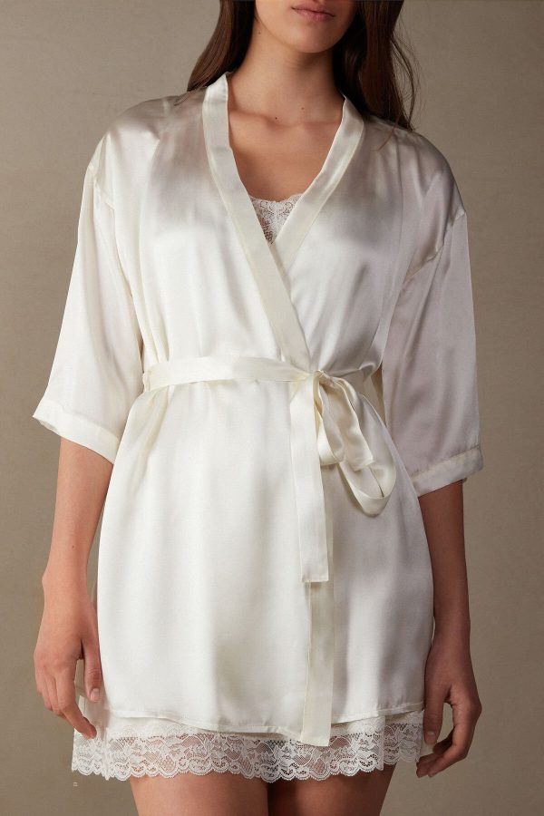 Kimonos Intimissimi Silk Damske Biele | SK-4715MQELA