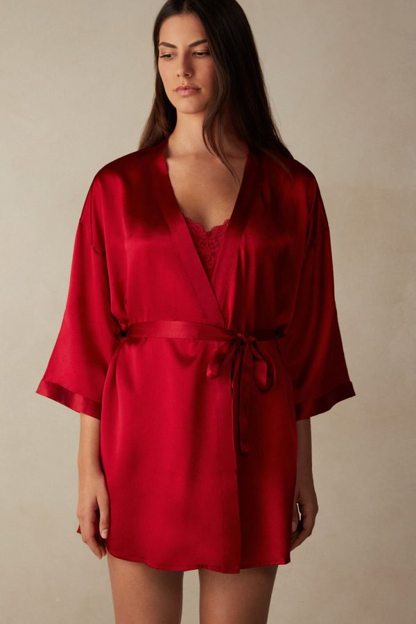 Kimonos Intimissimi Silk Damske Červené | SK-8716BOQUY