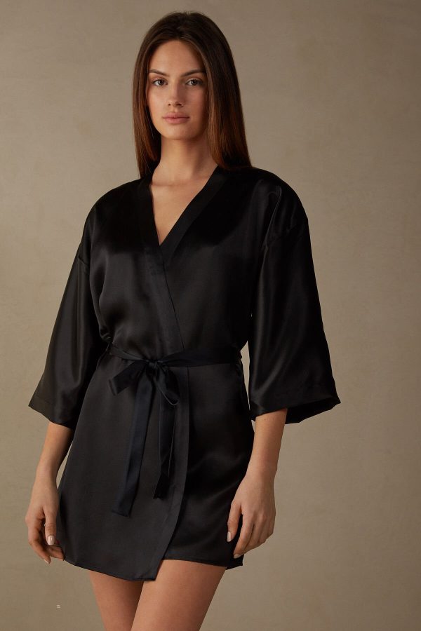 Kimonos Intimissimi Silk Damske Čierne | SK-9510ZDVMF