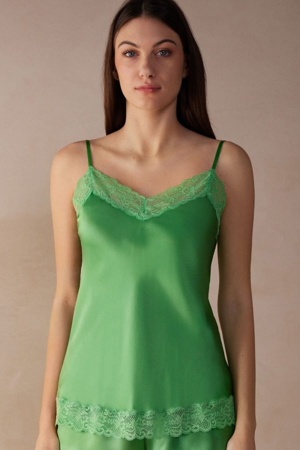 Košieľka Intimissimi Cipkovane and Silk Damske Zelene Mätové | SK-2840PCBEM