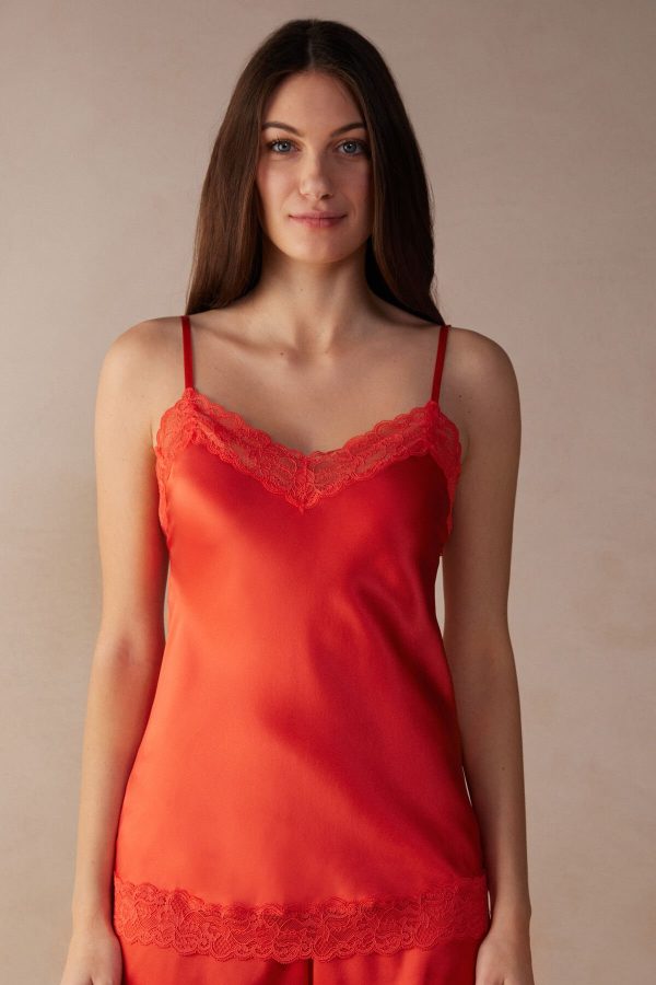 Košieľka Intimissimi Cipkovane and Silk Damske Oranžové Tmavo Červené | SK-3419NCEIU