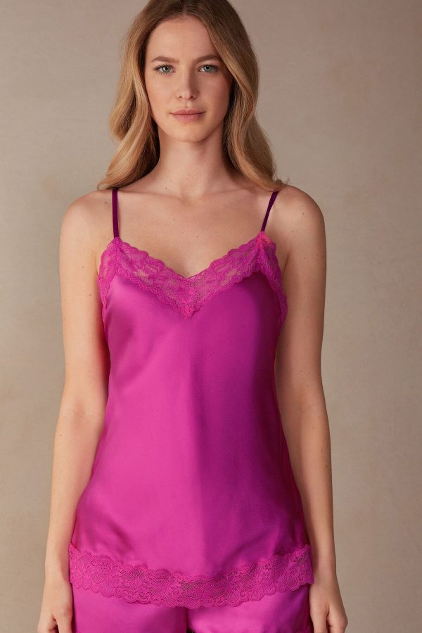Košieľka Intimissimi Cipkovane and Silk Damske Ruzove | SK-9603NQEHS