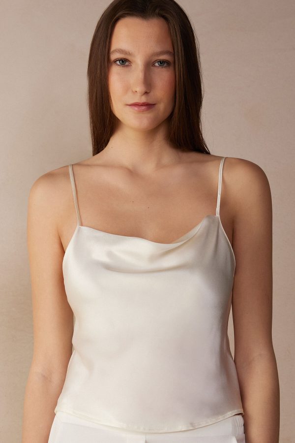 Košieľka Intimissimi Silk Crop Damske Biele | SK-7368WDAML