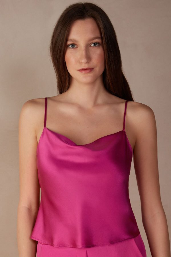 Košieľka Intimissimi Silk Crop Damske Ruzove | SK-4586YUTVP