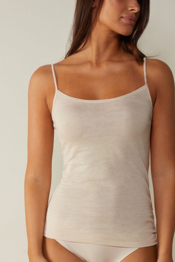 Košieľka Intimissimi Ultrafresh Supima® Bavlnene Vest Damske Béžové Ruzove | SK-6027YFAZQ