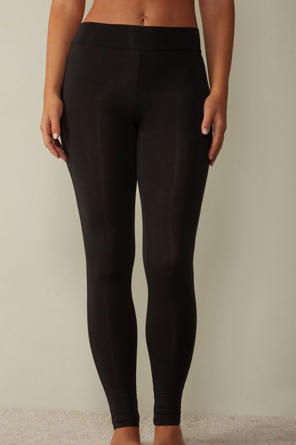 Leginy Intimissimi High-Waisted Micromodal Stirrup Damske Čierne | SK-6298TVXPA