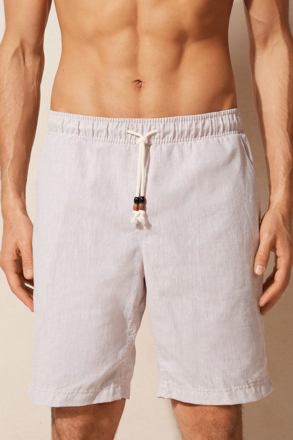 Nohavice Intimissimi Linen and Bavlnene Panske Béžové Biele | SK-6412BTWJV