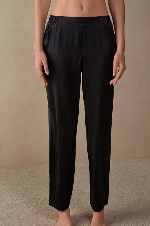 Nohavice Intimissimi Rovno Silk Damske Čierne | SK-0347ZGVMD