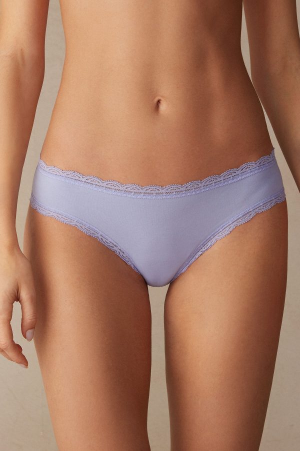 Nohavičky Do Bikín Intimissimi Bavlnene and Cipkovane Panties Damske Nachový | SK-6285KLEIC