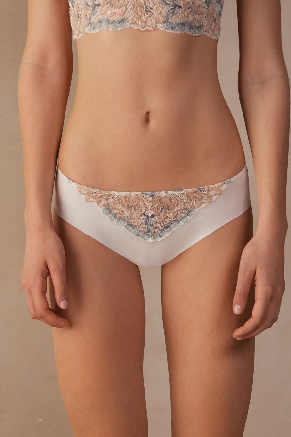 Nohavičky Do Bikín Intimissimi Ephemeral Beauty Seamless Bavlnene Panties Damske Biele | SK-5372LPHYR