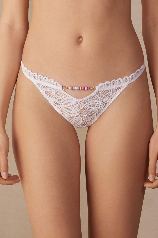 Nohavičky Do Bikín Intimissimi Hot Summer Days String Panties Damske Biele | SK-2571RFOCL