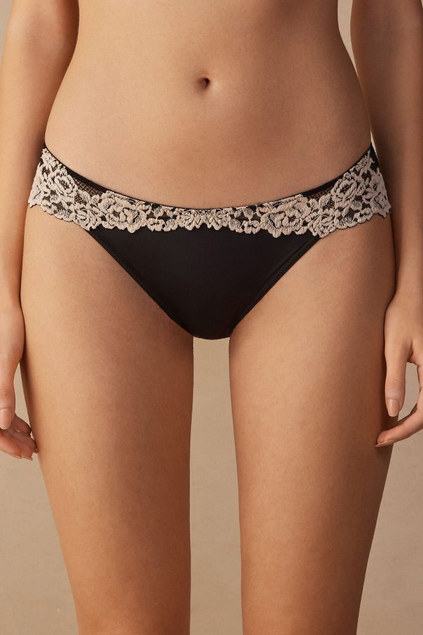 Nohavičky Do Bikín Intimissimi Pretty Flowers Panties Damske Viacfarebný Čierne Biele | SK-0146MCGXH