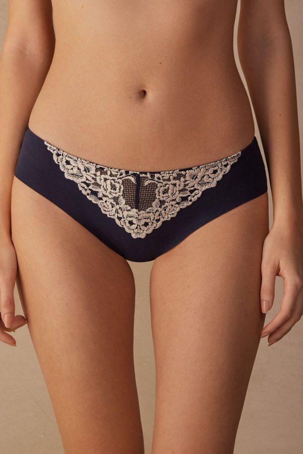 Nohavičky Do Bikín Intimissimi Pretty Flowers Seamless Bavlnene Panties Damske Modre Svetlo Žlté | SK-3764KSTCH