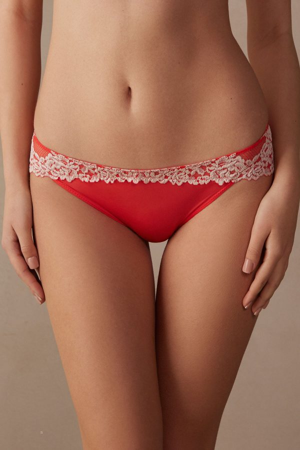 Nohavičky Do Bikín Intimissimi Pretty Flowers Panties Damske Biele Tmavo Červené | SK-7256NATLW