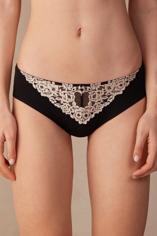 Nohavičky Do Bikín Intimissimi Pretty Flowers Seamless Bavlnene Panties Damske Viacfarebný Čierne Biele | SK-9465HPZBT