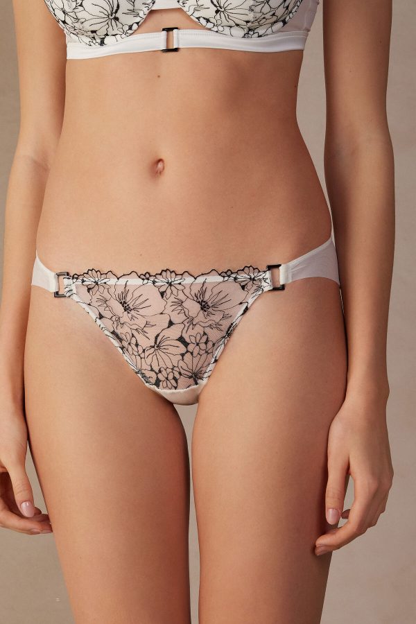 Nohavičky Do Bikín Intimissimi Pure Joy Panties Damske Biele Čierne | SK-0649JVUQE