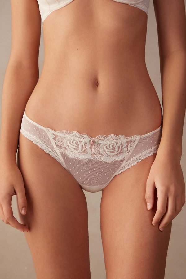 Nohavičky Do Bikín Intimissimi Scent of Roses Panties Damske Béžové Svetlo Žlté Biele | SK-3059SHAVZ