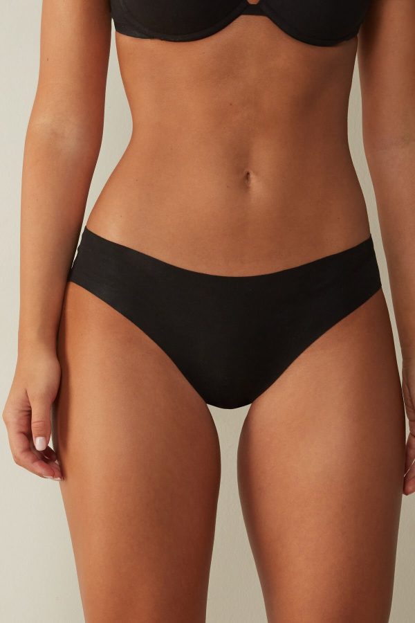 Nohavičky Do Bikín Intimissimi Seamless Supima® Bavlnene Panties Damske Čierne | SK-0794RDSCQ