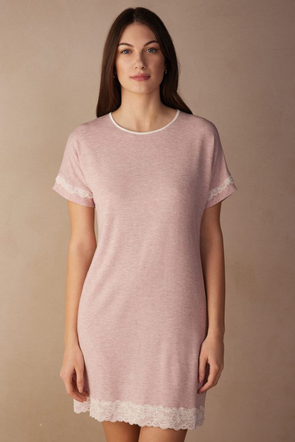 Nočná Bielizeň Intimissimi Cipkovane Trim Kratke Sleeve Damske Ruzove | SK-6372SMKIB